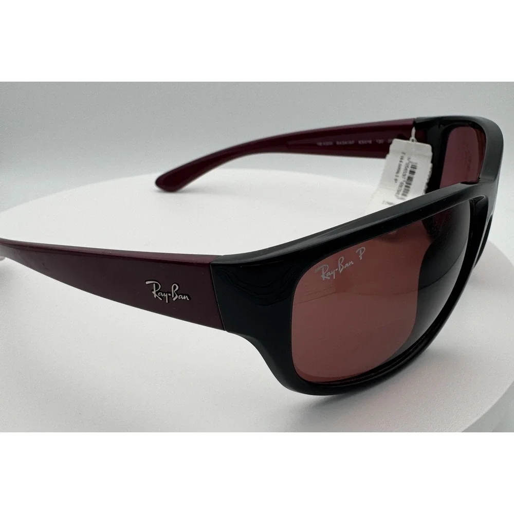 Ray Ban RB4300 6434/AF 63[]18 130 3P Polarized Sport Wrap Purple Lenses